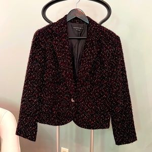 Black Lafayette 148 jacket with beautiful fabric detailing